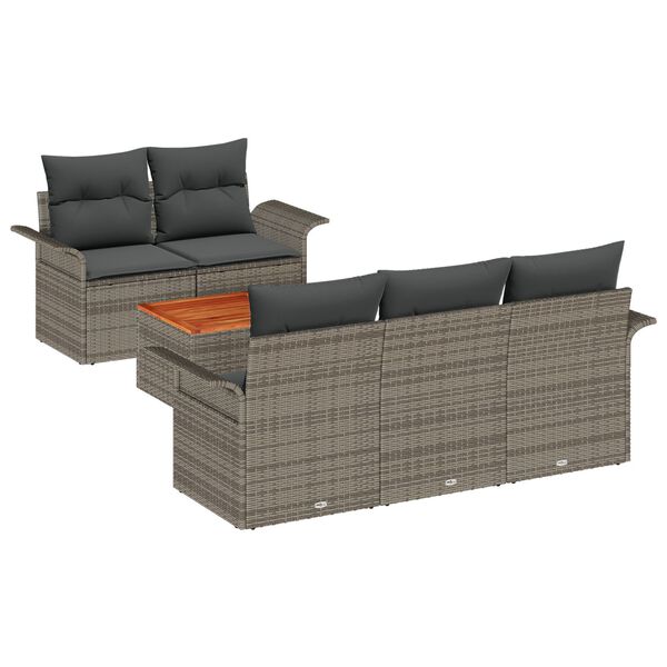 vidaXL Ensemble de canap&eacute; de jardin avec stockage 6 pcs Gris polyrotin