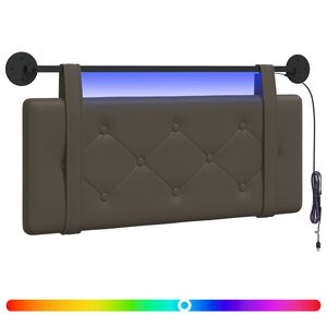 vidaXL T&ecirc;te de lit suspendue Avec lumi&egrave;re LED Gris Simili cuir