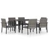 vidaXL Ensemble &agrave; manger de jardin 7 pcs R&eacute;sine tress&eacute;e Gris