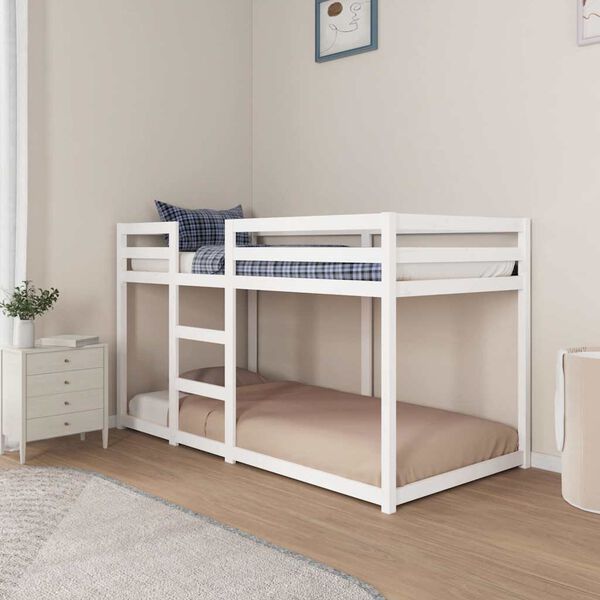 vidaXL Lit superpos&eacute; sans matelas blanc 90x190 cm bois de pin massif
