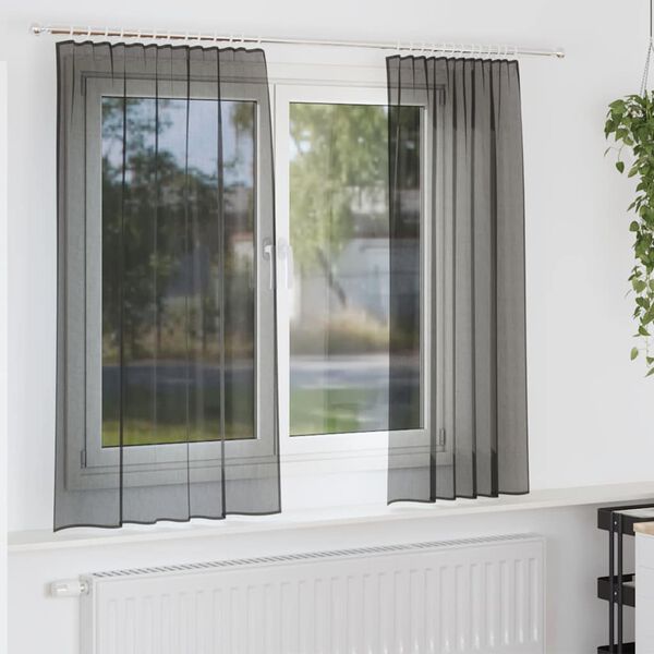 vidaXL Rideaux en voile avec passe-tringles 2 pcs noir