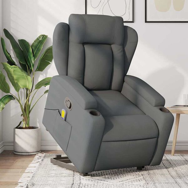 vidaXL Fauteuil de massage inclinable Gris fonc&eacute; Tissu