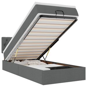 vidaXL Lit ottoman avec matelas et LED Gris fonc&eacute; 80x200cm tissu