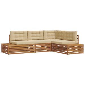 vidaXL 5 pc Ensemble de canap&eacute;s d'ext&eacute;rieur Naturel et Beige