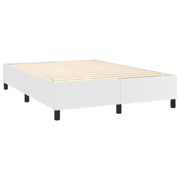 vidaXL Sommier &agrave; lattes de lit avec matelas Blanc 140x190cm Similicuir
