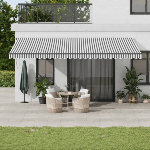 vidaXL Auvent manuel r&eacute;tractable anthracite et blanc 600x350 cm