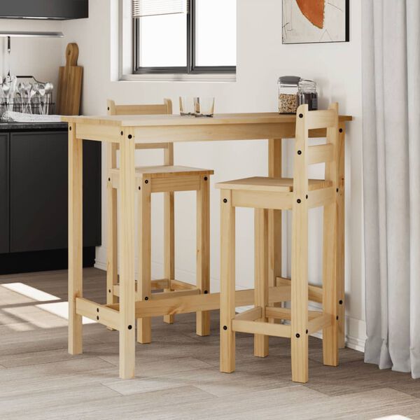 vidaXL Ensemble de bar 3 pcs Bois de pin massif