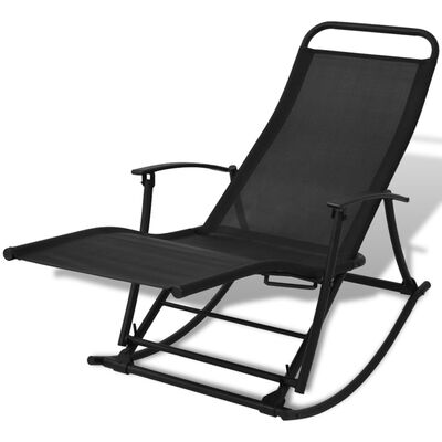 vidaXL Chaise à bascule de jardin Acier et textilène Noir
