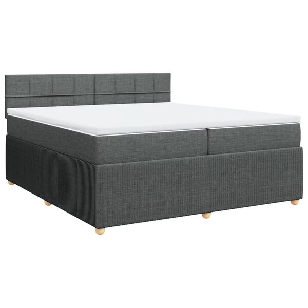 vidaXL Sommier &agrave; lattes de lit avec matelas Gris fonc&eacute; 200x200cm Tissu
