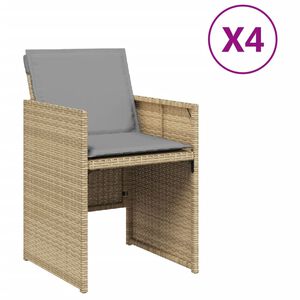 vidaXL Chaises de jardin avec coussins lot de 4 m&eacute;lange beige