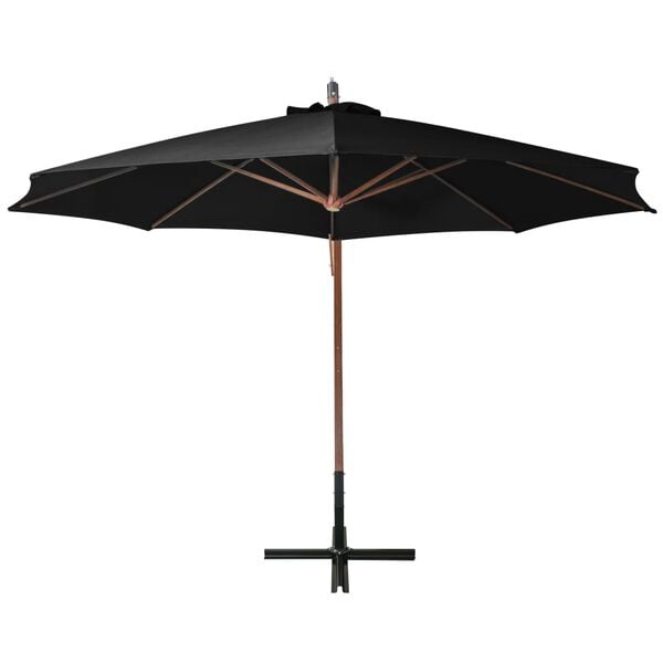 vidaXL Parasol de jardin suspendu avec m&acirc;t noir bois de sapin massif