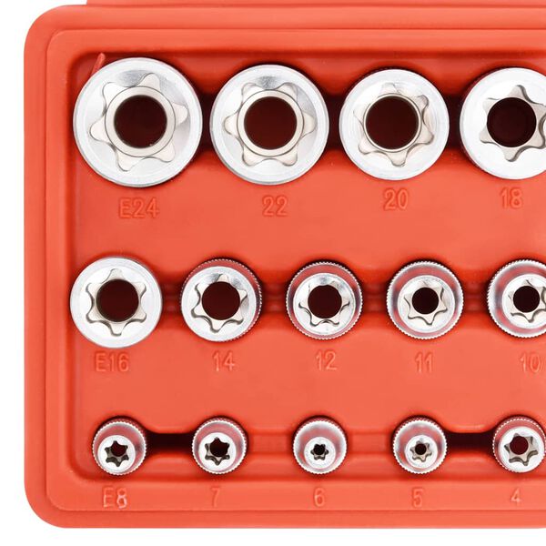 vidaXL Ensemble de douilles de type E 14 pcs