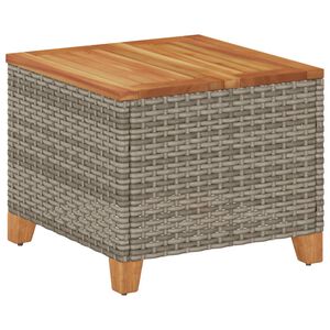 vidaXL Table de jardin gris 45x45x37 cm r&eacute;sine tress&eacute;e et bois acacia