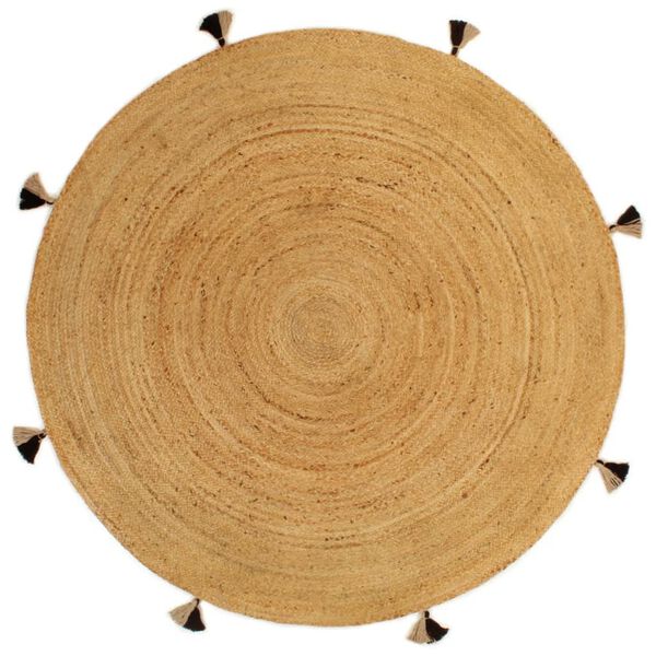 vidaXL Tapis tressé avec glands 180 cm Jute Rond