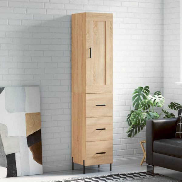 vidaXL Buffet haut Ch&ecirc;ne sonoma 34,5x34x180 cm Bois d'ing&eacute;nierie