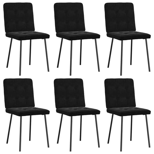 vidaXL Chaises &agrave; manger lot de 6 noir velours