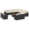 vidaXL Salon de jardin avec coussins 14 pcs noir r&eacute;sine tress&eacute;e