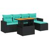 vidaXL Salon de jardin 6 pcs avec coussins noir r&eacute;sine tress&eacute;e