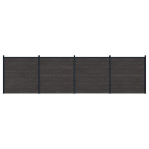 vidaXL Ensemble de Cl&ocirc;ture 4 pcs 699 x 186 cm WPC et Aluminium Noir