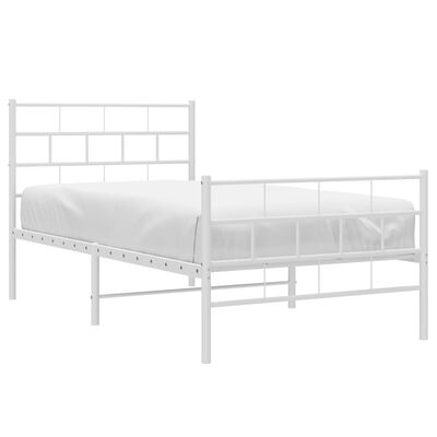 vidaXL Cadre de lit métal sans matelas avec pied de lit blanc 90x200cm