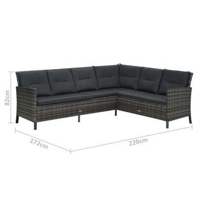 vidaXL Salon de jardin 4 pcs avec coussins Résine tressée Gris