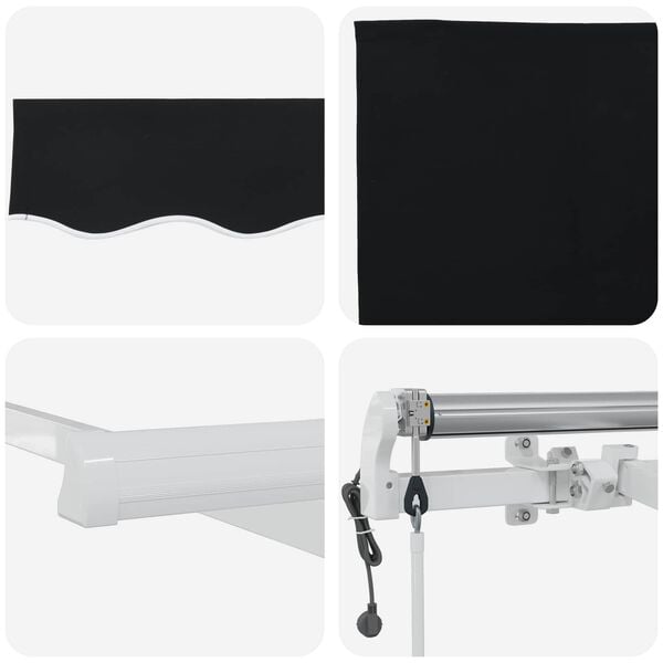 vidaXL Auvent Rétractable Noir 400 × 300 cm Tissu et acier
