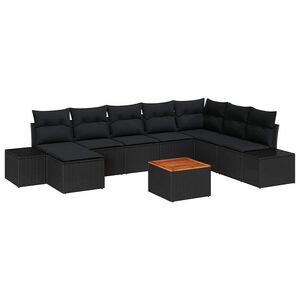 vidaXL Ensemble de canap&eacute; de jardin 9 pc Noir
