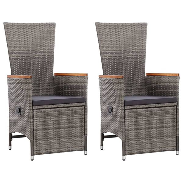 vidaXL Ensemble &agrave; manger de jardin 3 pcs Gris