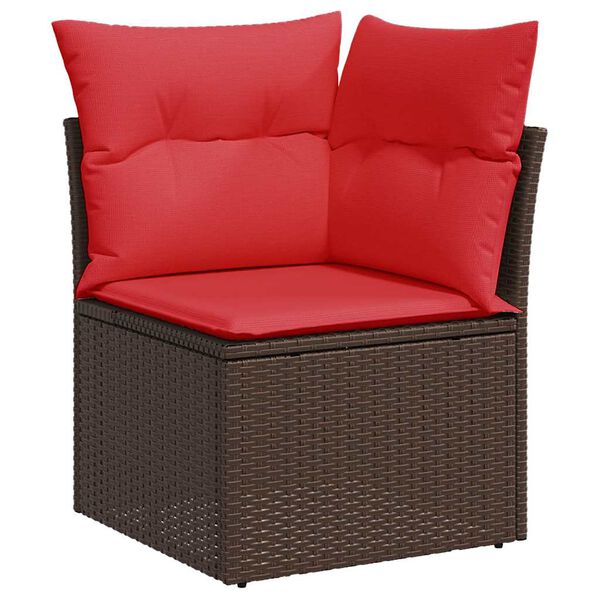 vidaXL Salon de jardin avec coussins 5pcs marron r&eacute;sine tress&eacute;e acacia