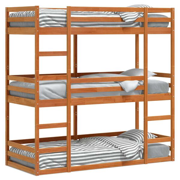 vidaXL Lit superpos&eacute; triple sans matelas 90x190 cm bois de pin massif