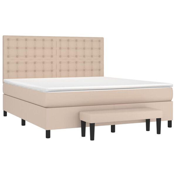 vidaXL Sommier &agrave; lattes de lit avec matelas Cappuccino 160x200 cm