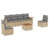 vidaXL Salon de jardin avec coussins 7 pcs beige r&eacute;sine tress&eacute;e
