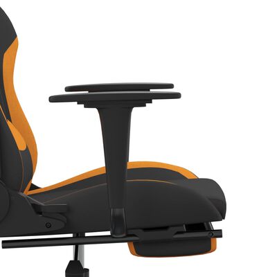 vidaXL Chaise de jeu avec repose-pied Noir et orange Tissu
