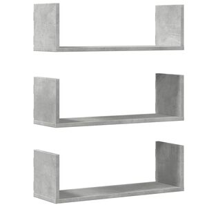 vidaXL &Eacute;tag&egrave;res murales 3 pcs gris b&eacute;ton 58x18x18 cm bois d'ing&eacute;nierie