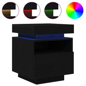 vidaXL Cabinet de chevet avec tiroir Ch&ecirc;ne noir 40 x 39 x 48,5 cm
