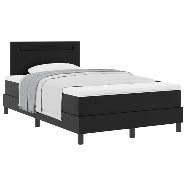 vidaXL Lit &agrave; ressorts avec matelas Noir 120 x 190 cm Simili cuir