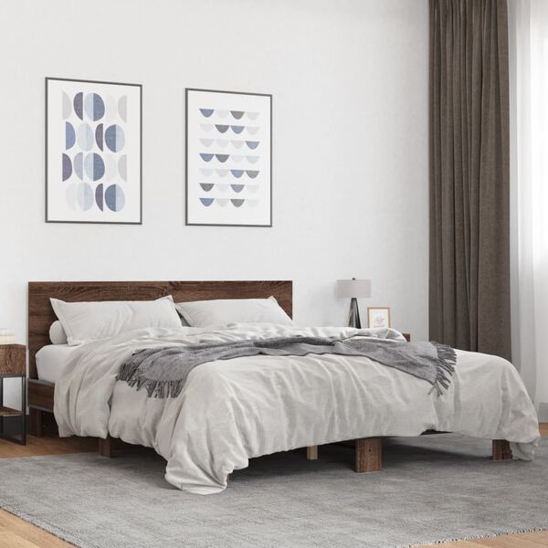 vidaXL Cadre de lit sans matelas ch&ecirc;ne marron 160x200 cm