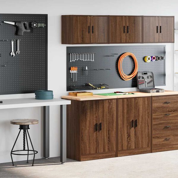 vidaXL Armoires de garage 2 pcs ch&ecirc;ne marron bois d'ing&eacute;nierie