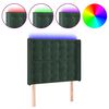 vidaXL T&ecirc;te de lit &agrave; LED Vert fonc&eacute; 93x16x118/128 cm Velours