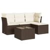 vidaXL Salon de jardin avec coussins 5 pcs marron r&eacute;sine tress&eacute;e