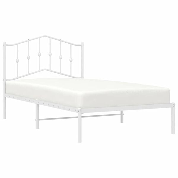 vidaXL Cadre de lit m&eacute;tal sans matelas et t&ecirc;te de lit blanc 100x190 cm