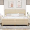 vidaXL Lit &agrave; ressorts avec matelas Cr&egrave;me 200 x 200 cm tissu