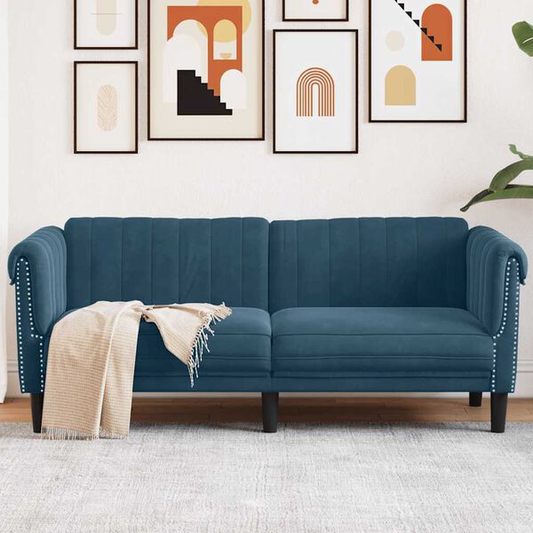 vidaXL Canap&eacute; &agrave; 2 places bleu velours