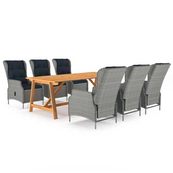 vidaXL Ensemble &agrave; manger de jardin 7 pcs Gris clair