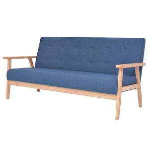 vidaXL Canap&eacute; &agrave; 3 places Tissu Bleu