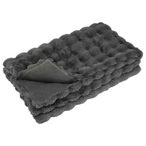 vidaXL Couverture antid&eacute;rapante en fausse de lapin Olite Gris fonc&eacute;