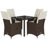 vidaXL Ensemble &agrave; manger de jardin 5 pcs et coussins marron poly rotin