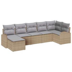 vidaXL Ensemble de Canap&eacute;s avec coussin 7 pcs Beige polyrotin