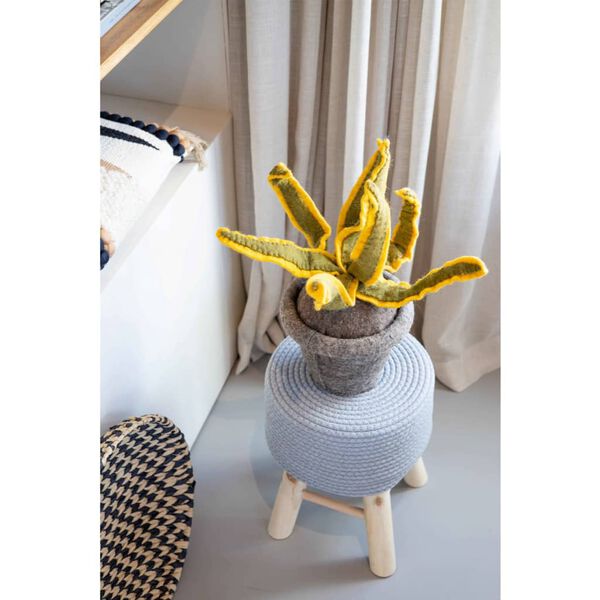 KidsDepot Tabouret Iggy 29 cm Coton et bois Gris