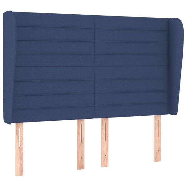 vidaXL T&ecirc;te de lit avec oreilles Bleu 147x23x118/128 cm Tissu